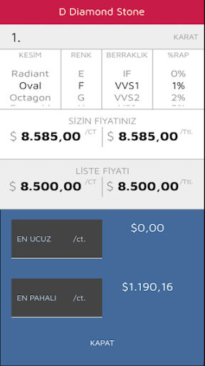 Android application D Diamond Price Calculator screenshort