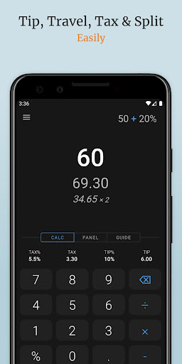 Android application Tax, Tip, Travel & Splits Calc screenshort