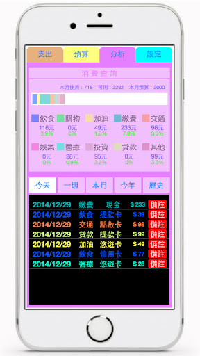 Android application 快速記帳 screenshort