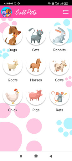 Android application Call Pets screenshort