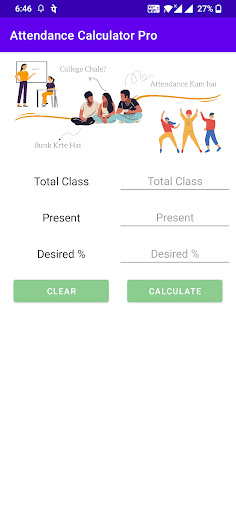 Android application Attendance Calculator screenshort