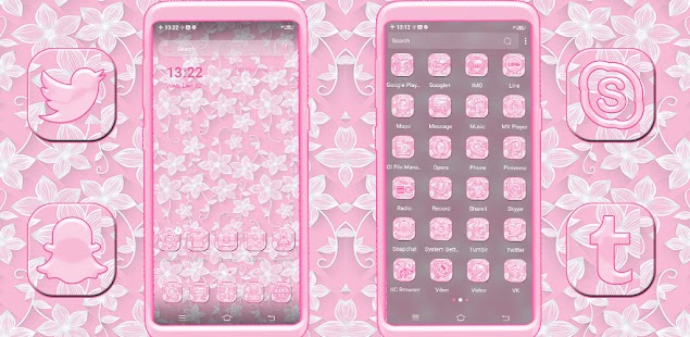 Pink White Flower Theme Screenshot