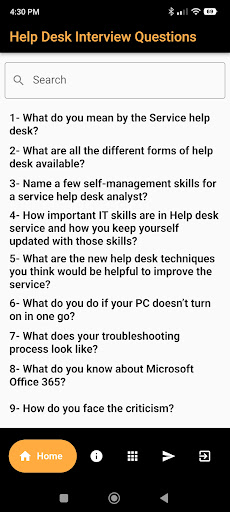 Android application Help Desk Interview Question screenshort