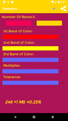 Resistor Calculator Screen 3