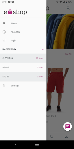 Android application eShop screenshort