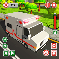 Blocky US Fire Truck & Army Ambulance Rescue Game