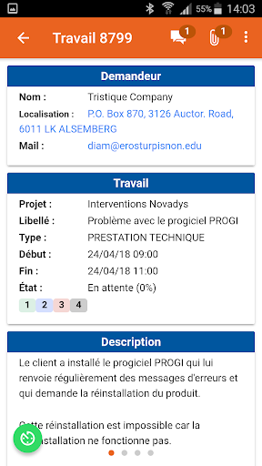 Android application novaTime - Intervenant screenshort