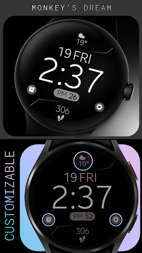 Android application Digital Black v4 watch face screenshort