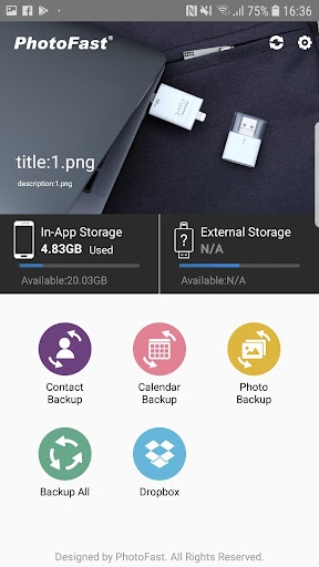 Android application PhotoFast ONE screenshort