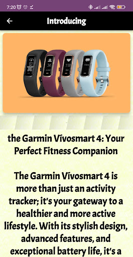 Android application Garmin vívosmart 4 guide screenshort