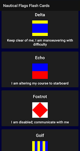 Android application Nautical Flag Flash Cards screenshort