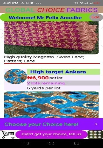 Android application Choice Fabrics Store screenshort