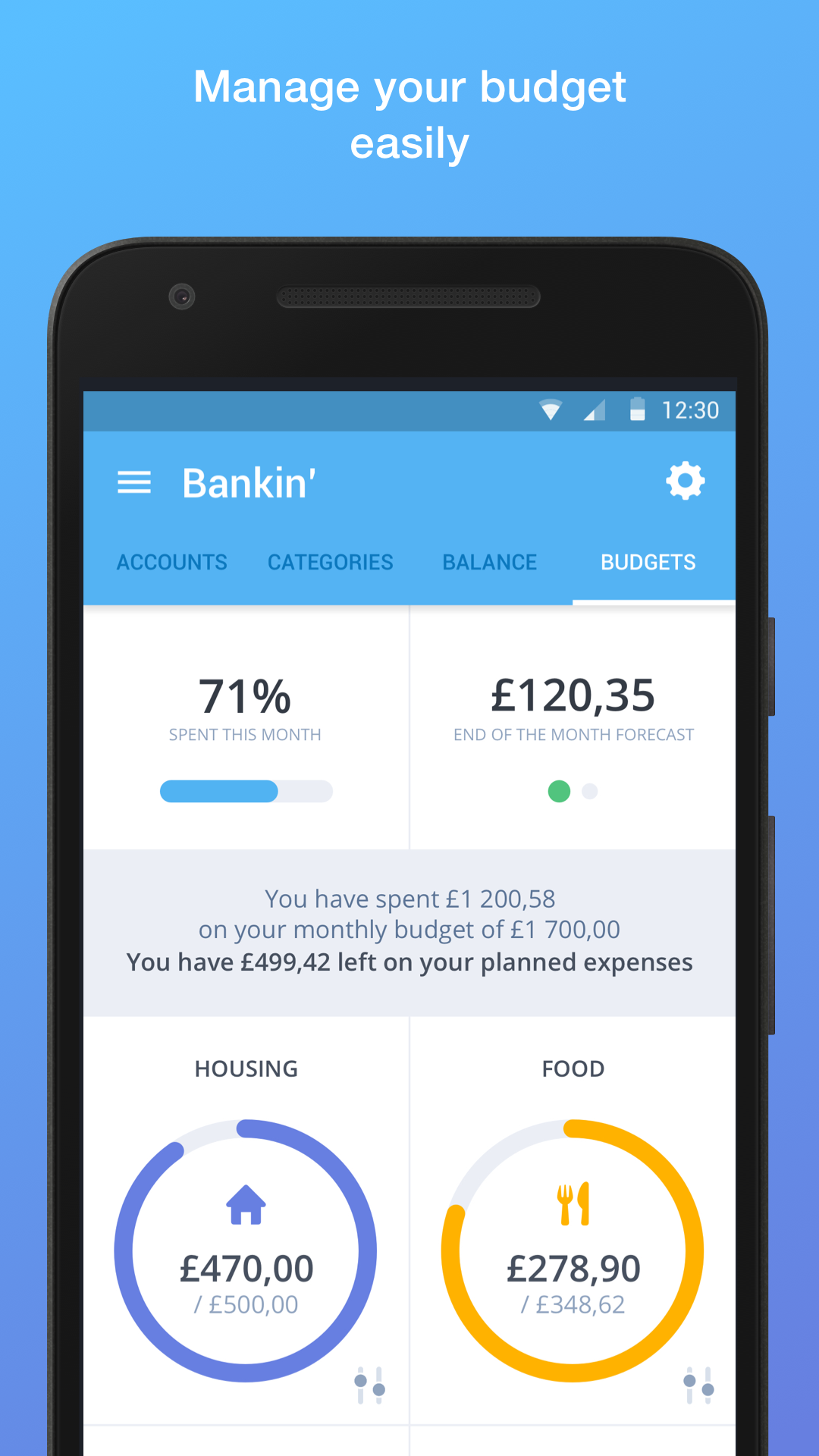 Android application Bankin' - The money and banking app manager screenshort