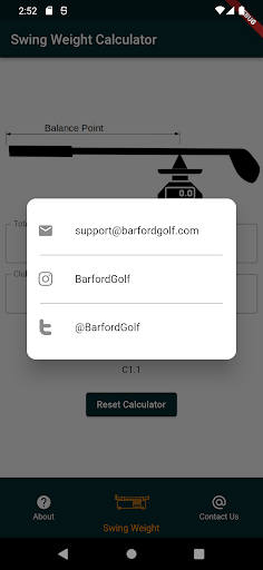 Golf Swingweight Calculator Screen 3