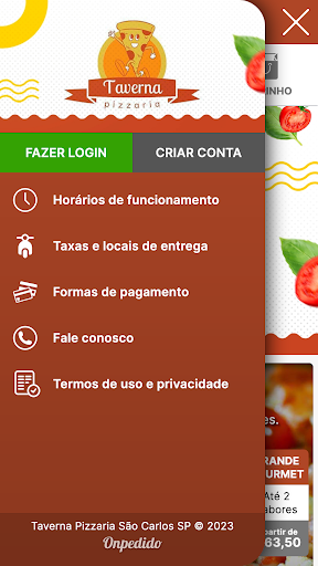Android application Taverna Pizzaria screenshort