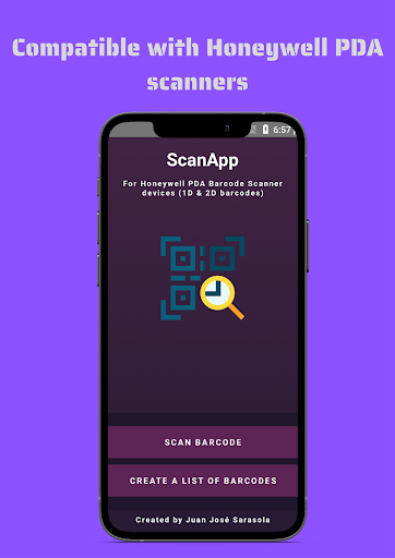 Android application ScanApp QR: for Honeywell PDA screenshort