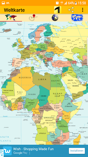 Android application WorldMap screenshort