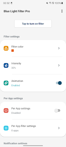 Screenshot of Blue Light Filter Pro