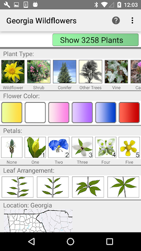 Android application Georgia Wildflowers screenshort