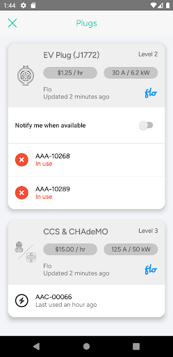 Screenshot of Chargehub EV & Tesla Charging