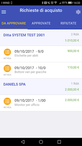 Android application TeamSystem APProvo screenshort