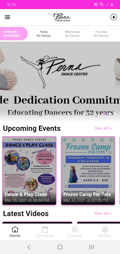 Android application Perna Dance Center screenshort