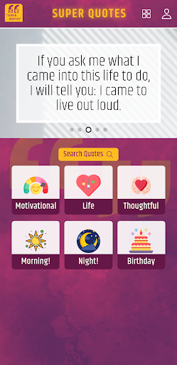 Android application Super Quotes screenshort