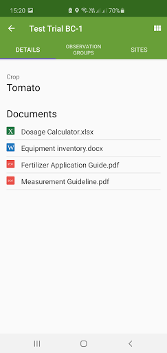 Android application QuickTrials screenshort