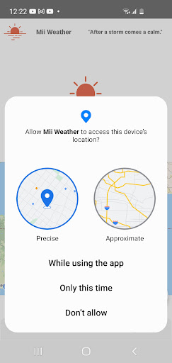 Android application Mii Weather screenshort