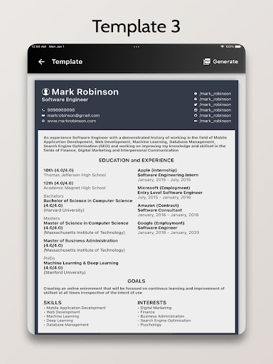 Screenshot of Resume+ - CV Generator
