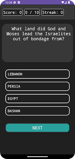 Android application Bible Trivia screenshort