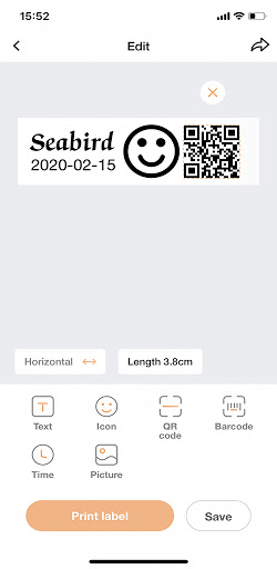 Seabird Sticker Printer Screen 3