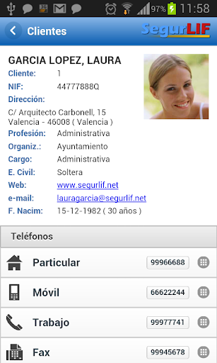 Android application SegurLIF Movil screenshort