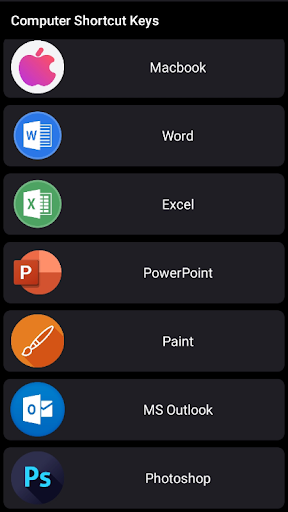 Computer Shortcut Keys App Screen 2