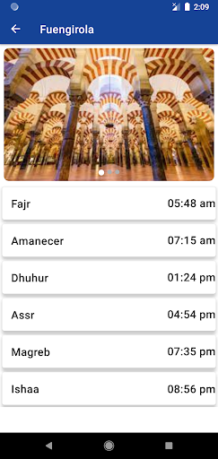 Android application Adan España - horario de salat screenshort