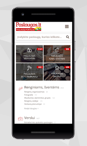 Android application Paslaugos.lt screenshort
