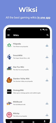 Android application Wiksi - Gaming Wikis screenshort