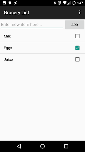 GroceryList Screen 2