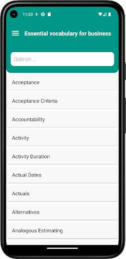 Android application Business Dictionary screenshort