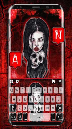 Android application Red Creepy Girl Keyboard Theme screenshort