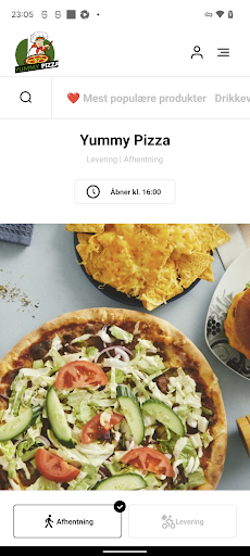 Android application Yummy Pizza Vejle screenshort