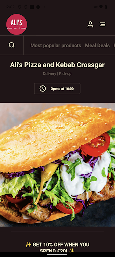 Android application Ali's Kebab & Pizza Crossgar screenshort