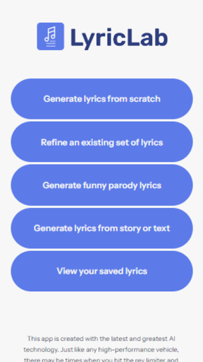 Screenshot of Joanne Cooper's LyricLab