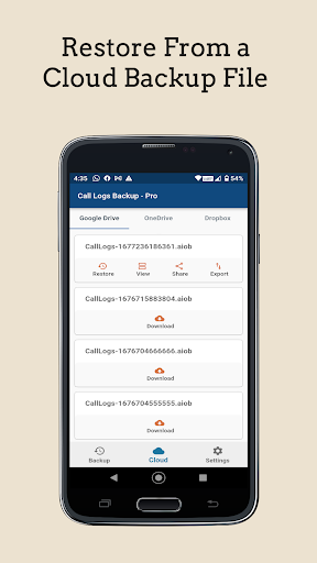 Screenshot of Call Logs Backup