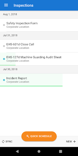 Android application Mobile Inspection screenshort