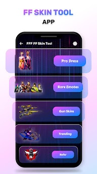 FFF: FF Skin Tool, Elite pass Bundles, Emote, skin preview screenshot