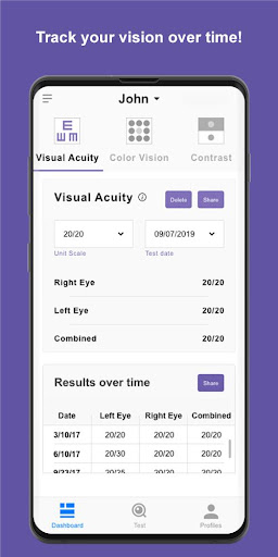 Android application EyeQue Insight screenshort