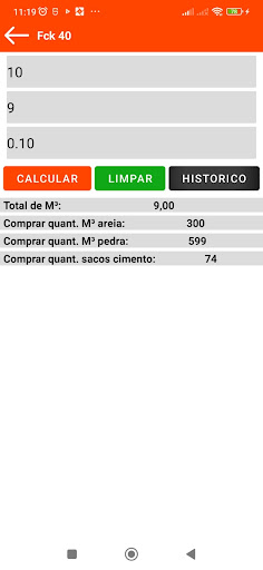 calcular concreto Screen 2