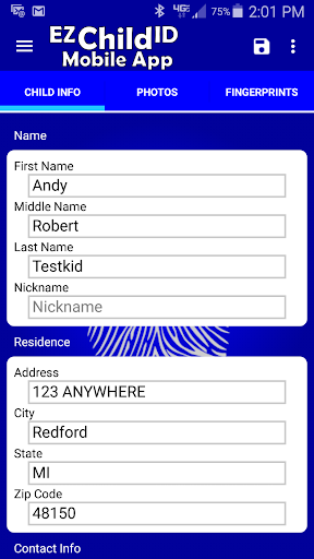 EZ Child ID Screen 2