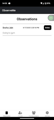 ObserveMe Screen 2